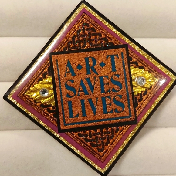 Maria G. Moya Jewelry - Art Saves Lives Hand Made Brooch